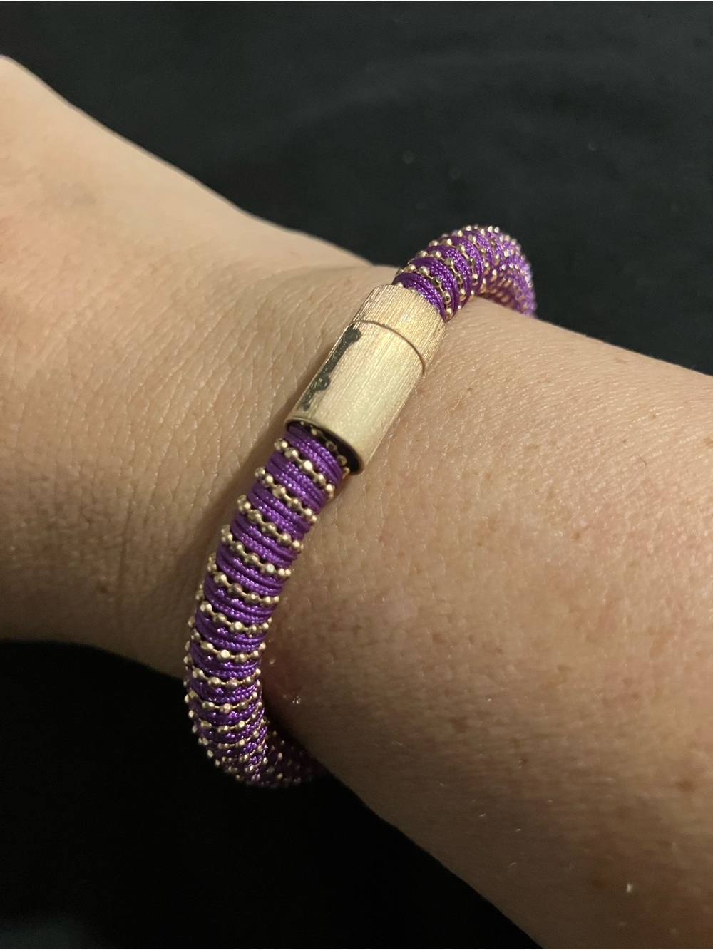 Carolina Bucci Purple & Gold Silk Twister Bracelet Bangle - Picture 4 of 6